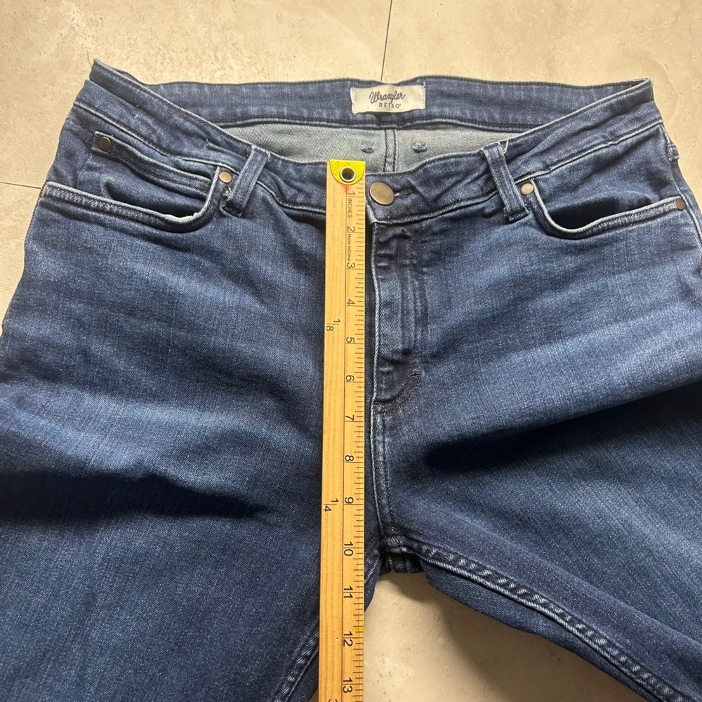 Wrangler Retro Wide Leg Flare Jeans Dark Wash Womens 14 Blue Denim 112352976 - Picture 6 of 9